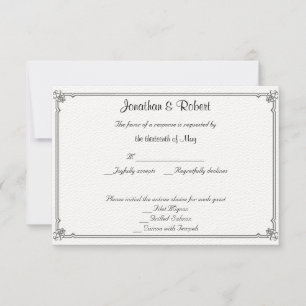 Dois Tuxedos com Cartão de Resposta de Casamento d