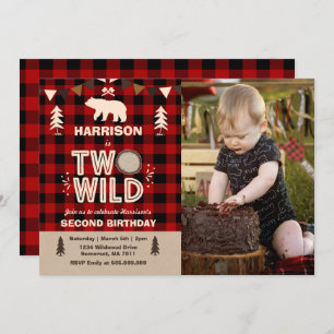 Dois Wild Birthday Convite Lumberjack Dois Selvage