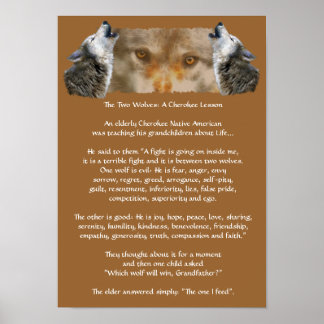 DOIS WOLVES CHEROKEE STORY Wolf Poster (menor)
