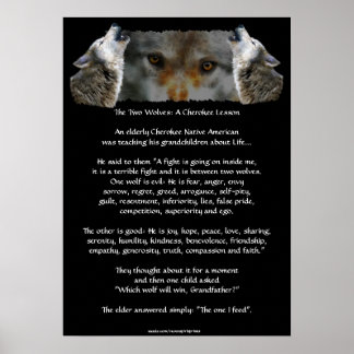 DOIS WOLVES CHEROKEE STORY Wolf Poster (menor)