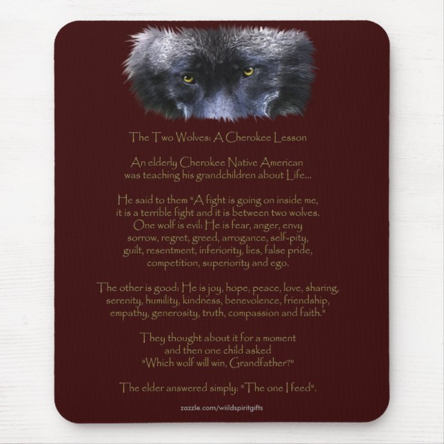 Dois WOLVES CHEROKEE TALE Art Mousepad (Frente)
