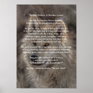 Dois WOLVES CHEROKEE TALE Art Poster