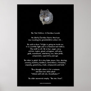 Dois WOLVES CHEROKEE TALE Art Poster
