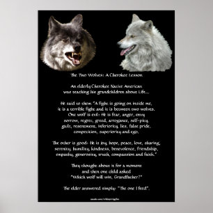 Dois WOLVES CHEROKEE TALE Art Poster