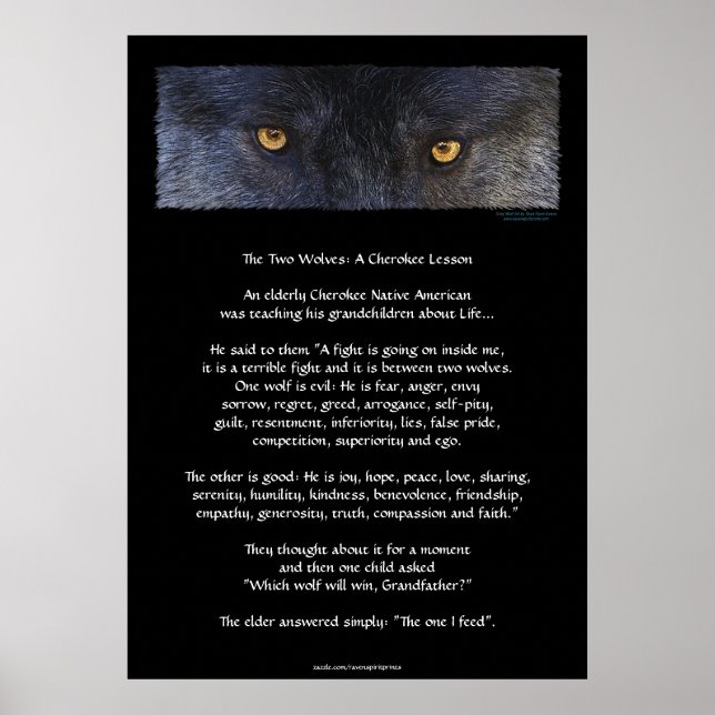 Dois WOLVES CHEROKEE TALE Art Poster (Frente)