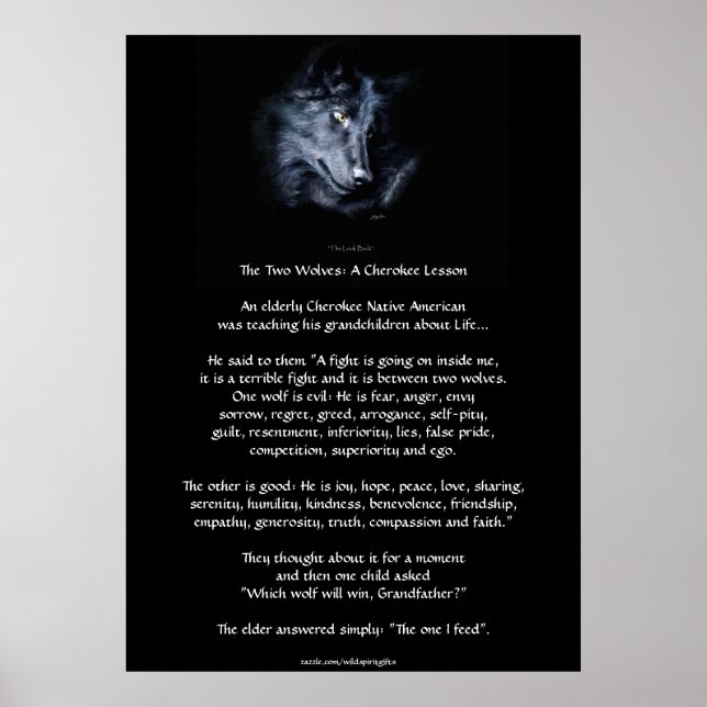 Dois WOLVES CHEROKEE TALE Art Poster (Frente)