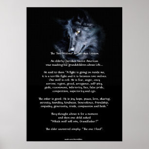 Dois WOLVES CHEROKEE TALE Art Poster