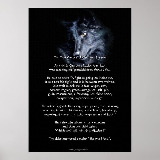 Dois WOLVES CHEROKEE TALE Art Poster (Frente)