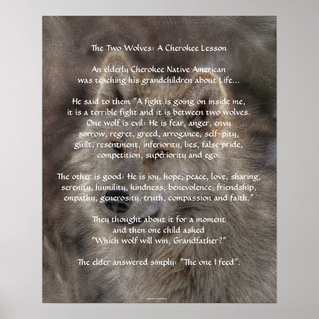 Dois WOLVES CHEROKEE TALE Art Poster (Frente)