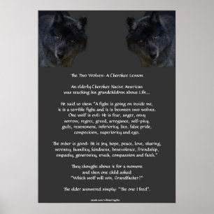Dois WOLVES CHEROKEE TALE Art Poster