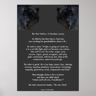 Dois WOLVES CHEROKEE TALE Art Poster
