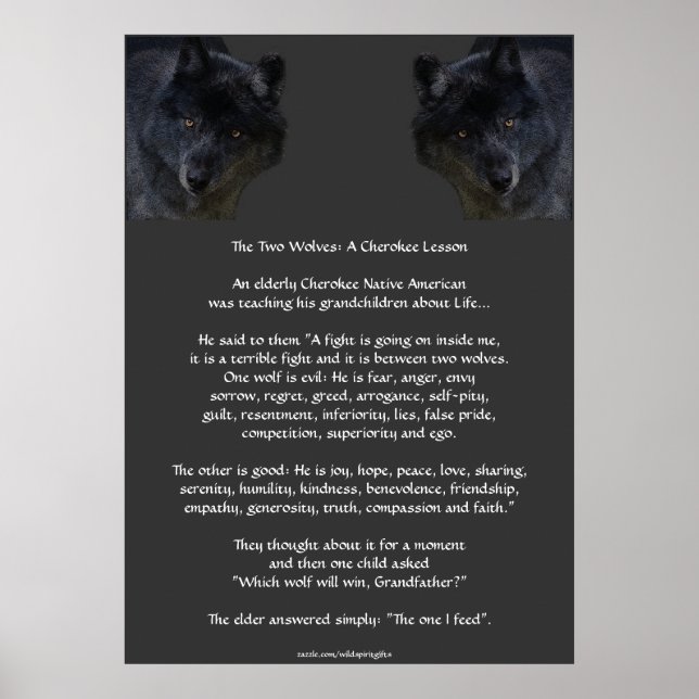 Dois WOLVES CHEROKEE TALE Art Poster (Frente)