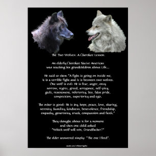 Dois WOLVES CHEROKEE TALE Art Poster
