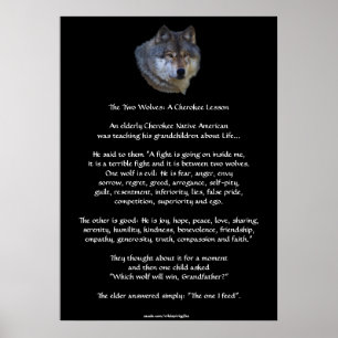 Dois WOLVES CHEROKEE TALE Art Poster