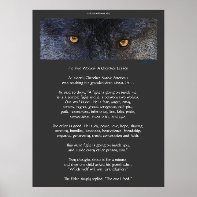 Dois WOLVES CHEROKEE TALE Art Poster (Frente)