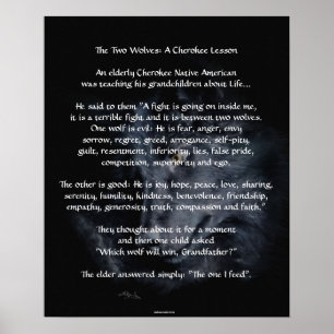 Dois WOLVES CHEROKEE TALE Art Poster