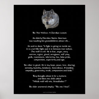 DOIS WOLVES CHEROKEE TALE Poster