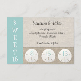 Dólar de areia e Burlap Sweet 16 Convite