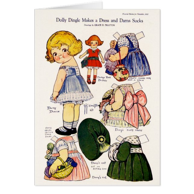 Dolly Dingle Faz um Cartão de Boneca de Papel de V (Frente)