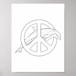 Dolphin Peace Sign Coloring Poster