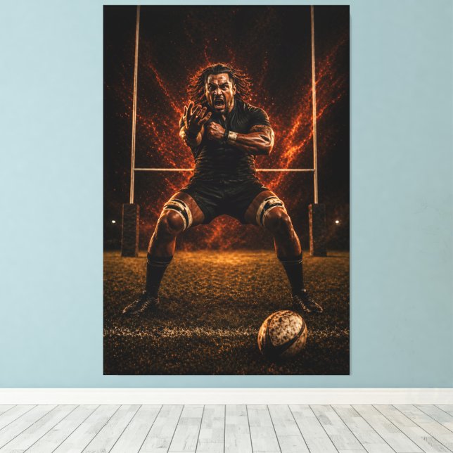 Domínio Implacável – Impressão em Tela de Rugby Po (Insitu(piso de madeira))