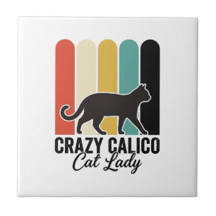 Dona de Gato Calico Louca Design de Gato Retro Vin