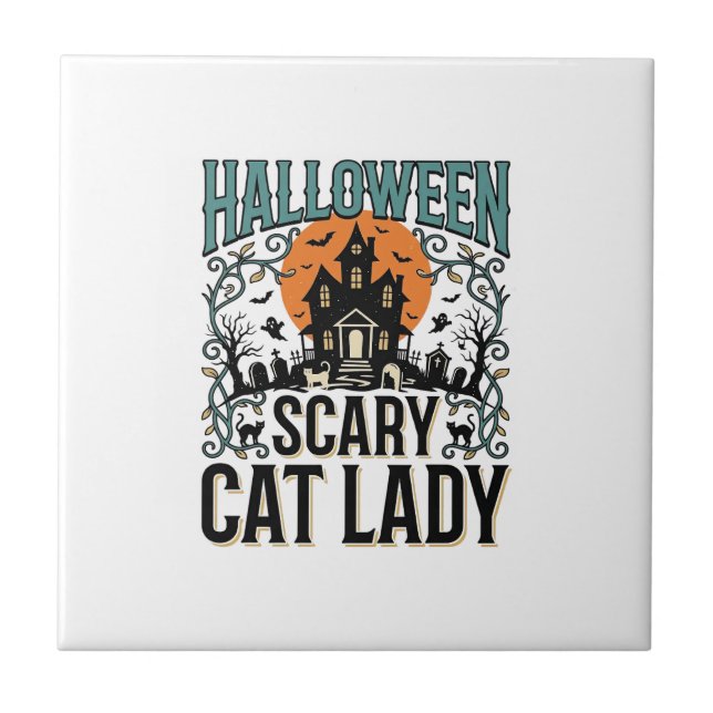 Dona do Gato de Halloween Casa Assombrada Assustad (Frente)