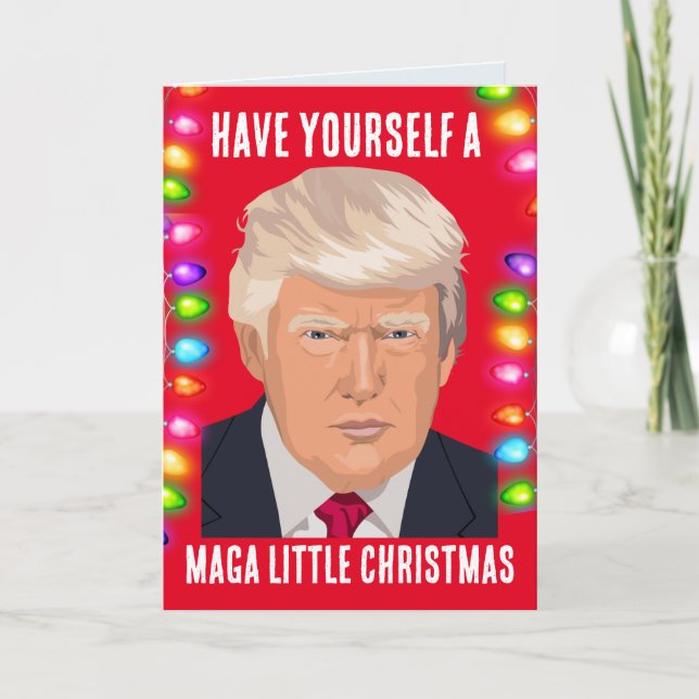 DONALD TRUMP MAGA PEQUENO cartão de Natal (Frente)