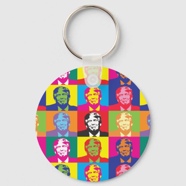 Donald Trump Pop Art Button Chaveiro (Frente)