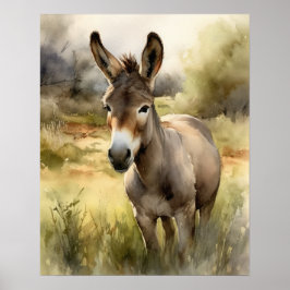 Donkey Fazenda Animal Art Poster