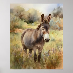 Donkey Fazenda Animal Art Poster