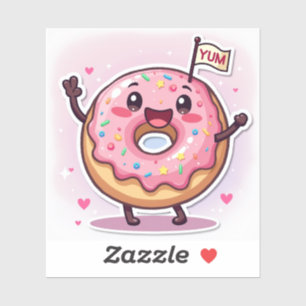 Donut com Purpurina Sorridente – Adesivo de Comida