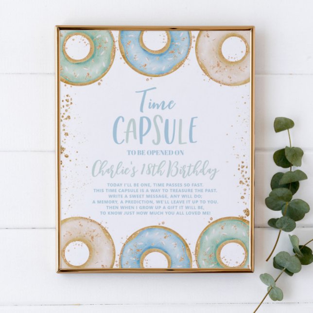 Donut Grow Up Birthday Time Capsule Poster Blue (Criador carregado)
