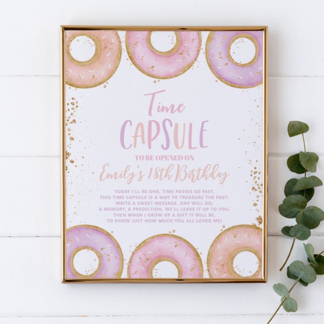 Donut Grow Up Birthday Time Capsule Poster Pink (Criador carregado)