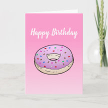 Donut no Cartão de Aniversário Dobrado