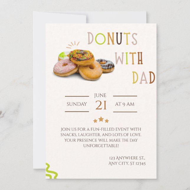 Donuts com o papai convite Dia dos pais doce (Frente)