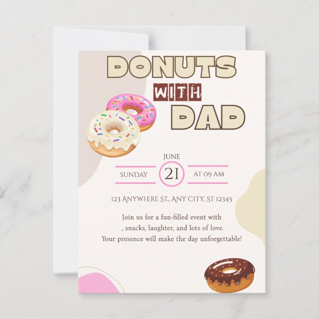Donuts com o Papai Convite do Dia dos Pais Celebre (Frente)