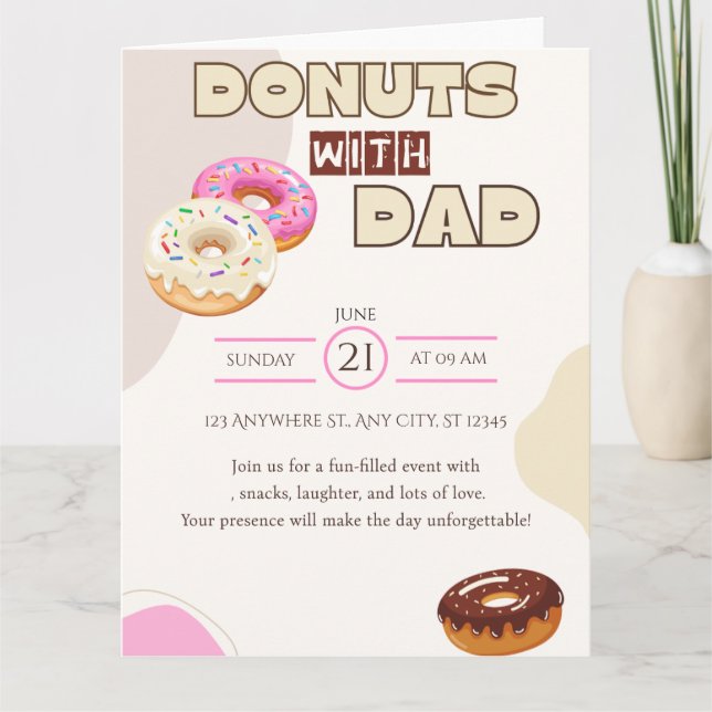 Donuts com o Papai Convite do Dia dos Pais Celebre (Frente)