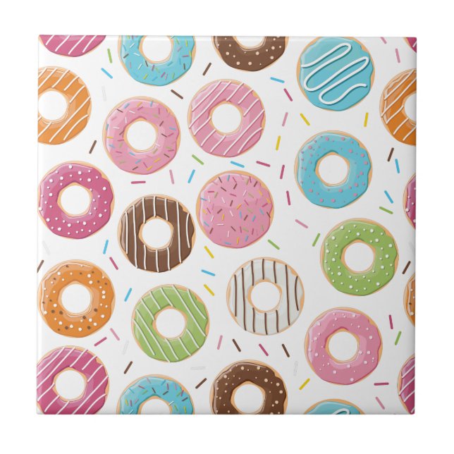 Donuts rosa azul e mordidas padrão chocolate (Frente)