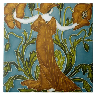 Donzela da Papoula Laranja Art Nouveau de Walter C
