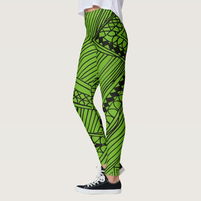 Doodle 1A Black Deep Green Leggings (Esquerda)