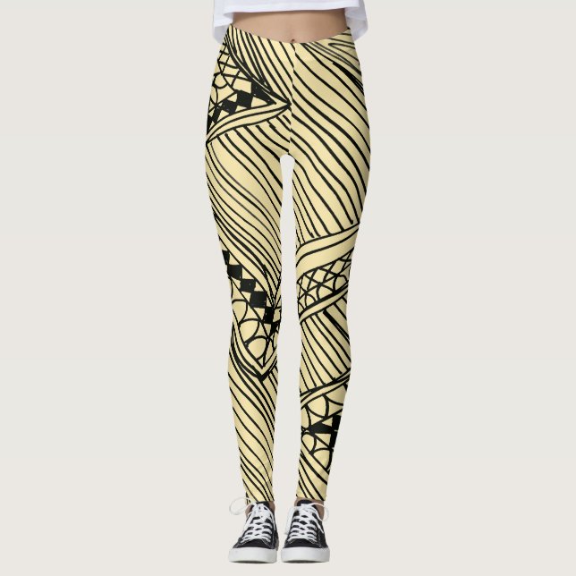 Doodle 1A Black Ivory Leggings (Frente)