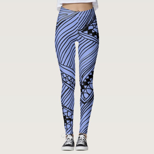 Doodle 1A Blue Light Gray Leggings (Frente)