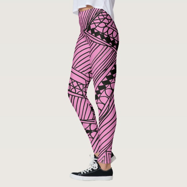 Doodle 1A Leggings Preto Rosa Fluorescente (Esquerda)