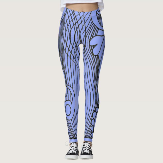 Doodle 1E Black Light Blue Leggings (Frente)