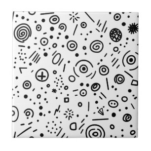 Doodle Abstrato Desenhado à Mão - Preto e Branco