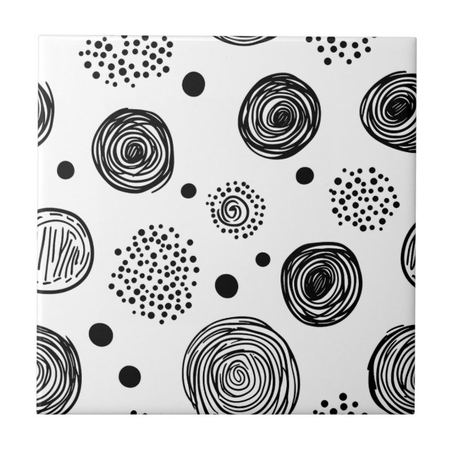 Doodle Abstrato Desenhado à Mão - Preto e Branco ( (Frente)