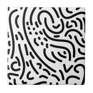 Doodle preto e branco moderno abstrato memphis