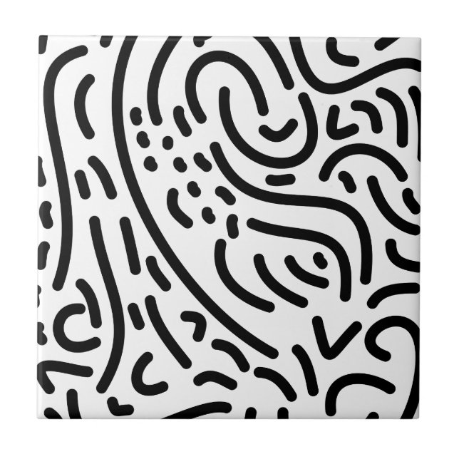 Doodle preto e branco moderno abstrato memphis (Frente)