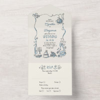 Doodles Desenhados À Mão Funky Casamento Moderno Q